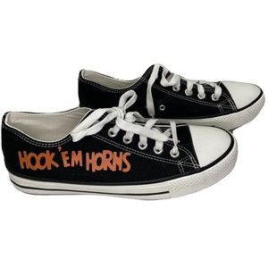 Womens Size 10 NWOB Custom Low Top Black White Orange Hook Em Horns UT Texas